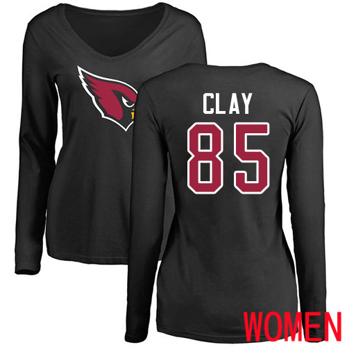 Arizona Cardinals Black Women Charles Clay Name And Number Logo NFL Football 85 Long Sleeve T Shirt